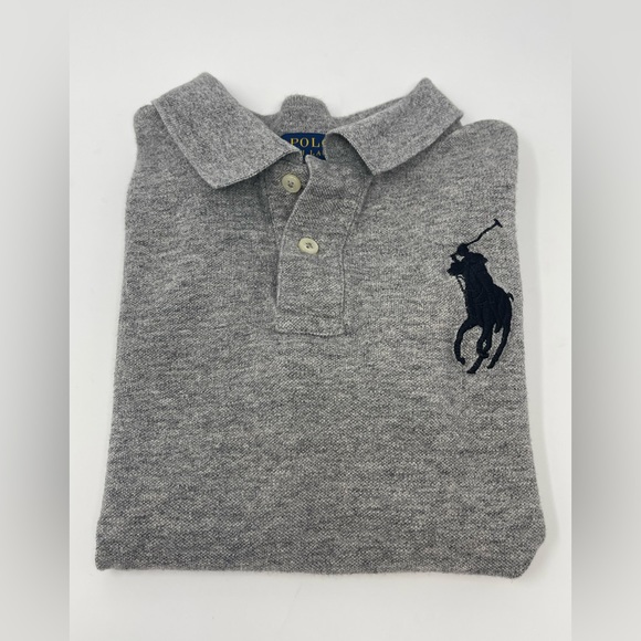 POLO RALPH LAUREN: Gray Polo Shirt with Large Pony Logo, Size 7 - Picture 6 of 6